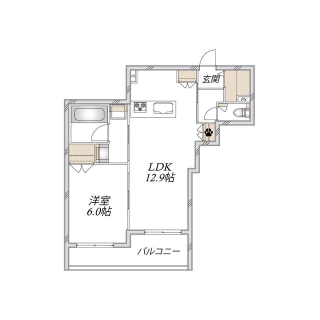 カーサ ディ パリア(1LDK/3階)の間取り写真