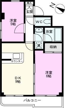 ティアラ・南(2DK/2階)の間取り写真