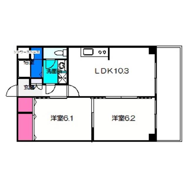 コーポラスROSA(2LDK/3階)の間取り写真