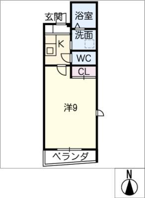 イースタンヒルズ一社駅西(1K/4階)の間取り写真
