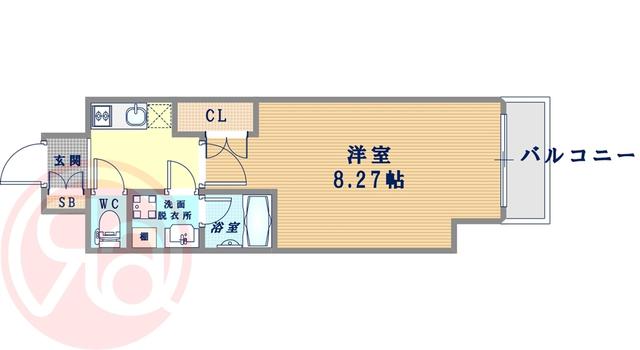 ミヤレジデンス新町(1K/11階)の間取り写真