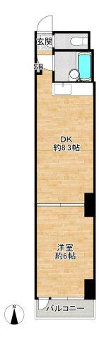森住ハイツ(1DK/1階)の間取り写真