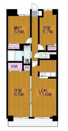 カサベルテ横濱(2SLDK/4階)の間取り写真