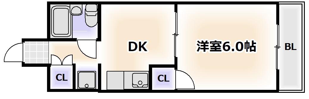 メゾントキワI(1DK/3階)の間取り写真