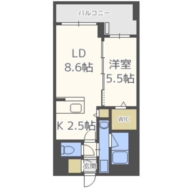 FER北3条(1LDK/6階)の間取り写真
