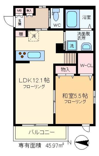 KIYOSUMISO(1LDK/3階)の間取り写真