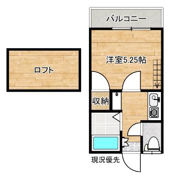 ルミエール西津田(1K/2階)の間取り写真