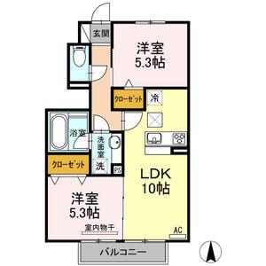 ラ・フォート文教台(2LDK/1階)の間取り写真