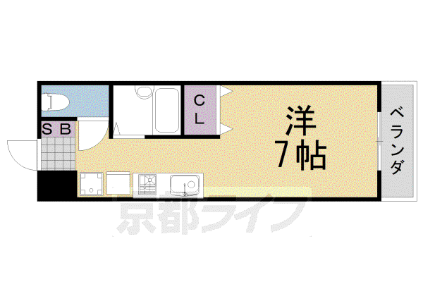 パルテール桂(1K/2階)の間取り写真