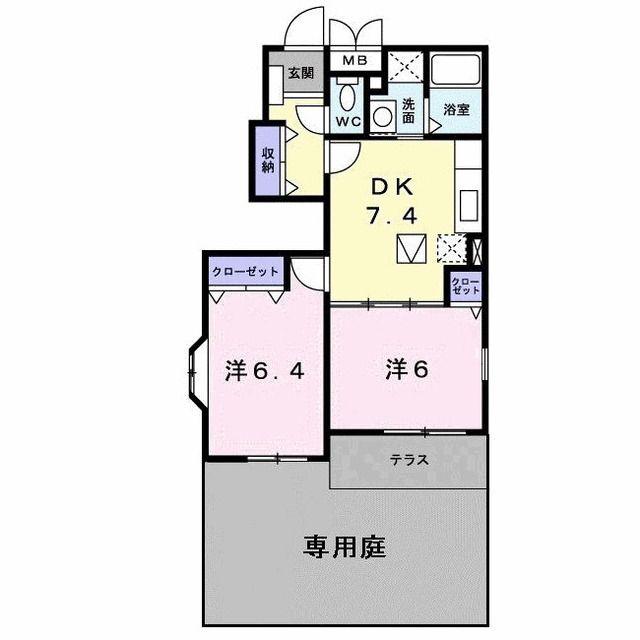コリーヌ・アイI(2DK/1階)の間取り写真