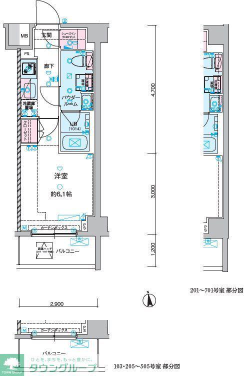 GENOVIA谷塚(1K/7階)の間取り写真