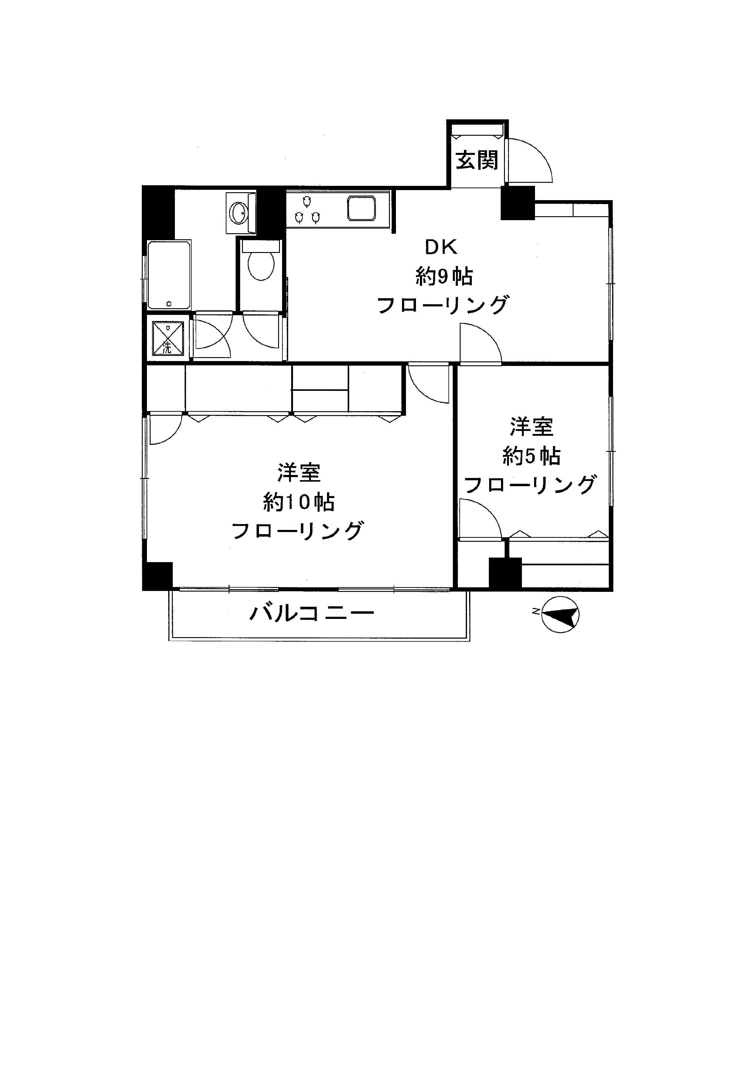 ヴィラセレーナ中野(2DK/2階)の間取り写真