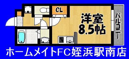 ハーモニーハウス富士見(ワンルーム/2階)の間取り写真