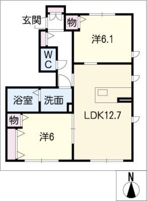 フェリーチェI(2LDK/1階)の間取り写真
