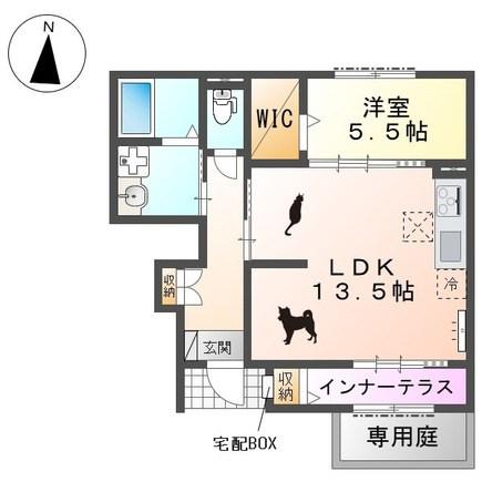 ミルフィーユ(1LDK/1階)の間取り写真