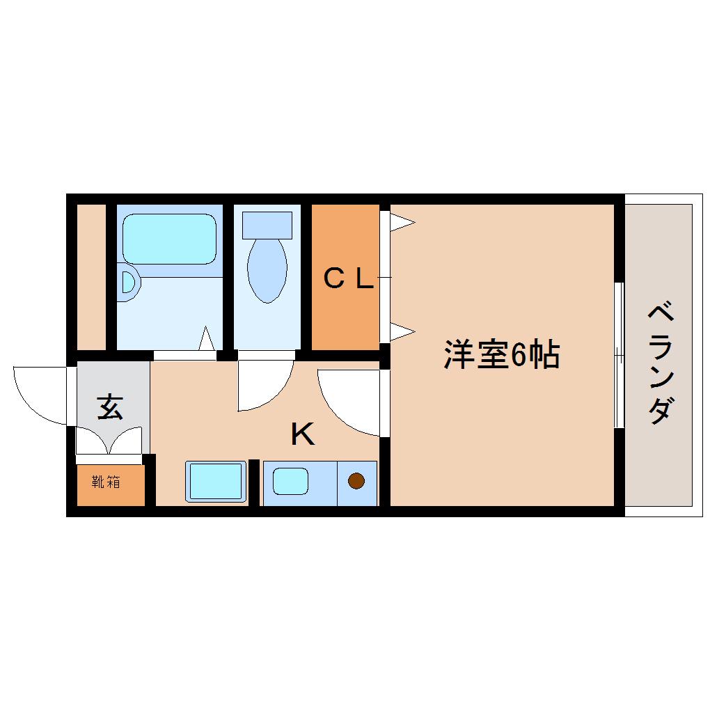 グリーンヒルズF(1K/2階)の間取り写真