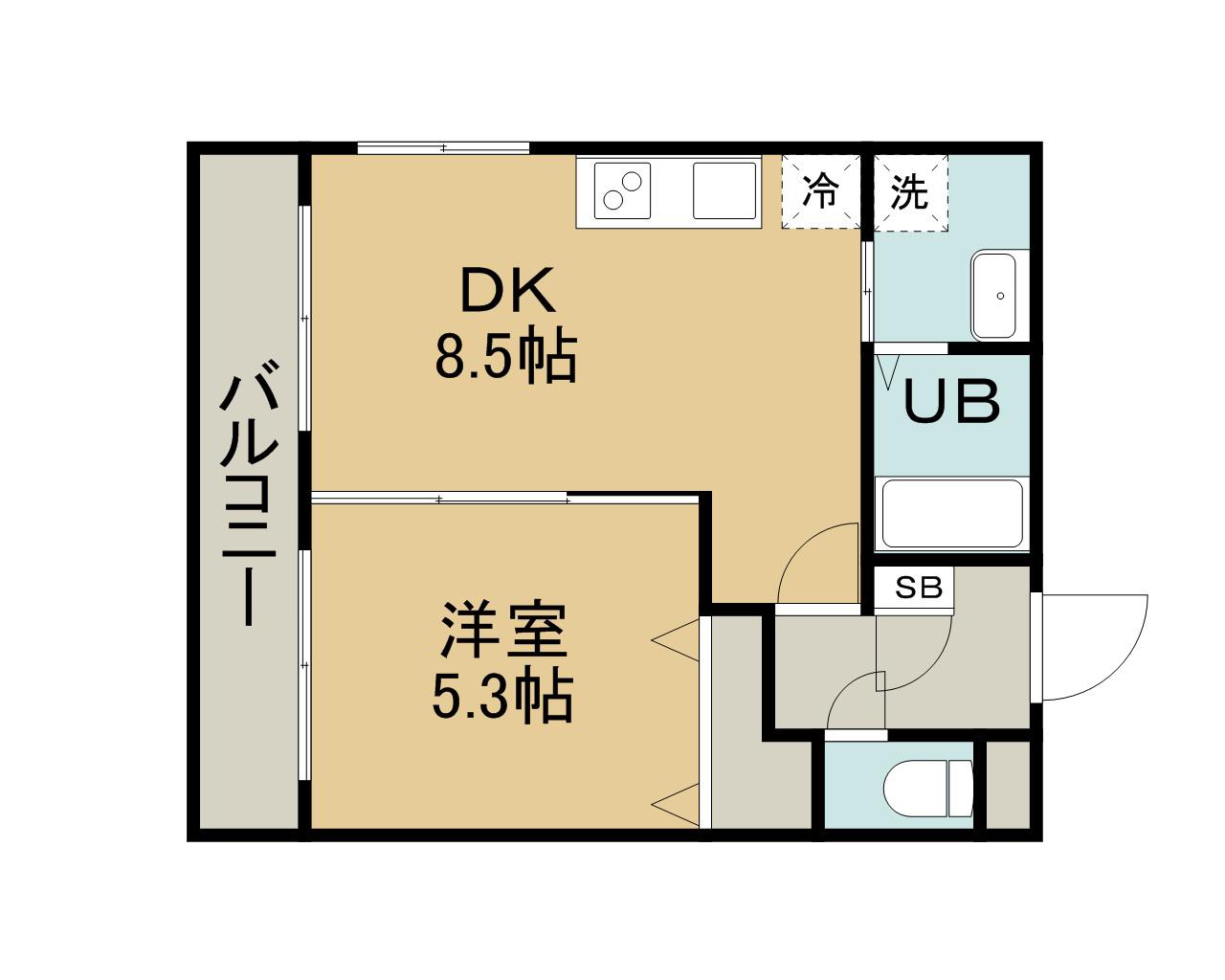 NAMEKI MANSION(1LDK/1階)の間取り写真