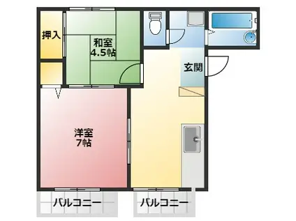 ミキハイツ(2K/2階)の間取り写真