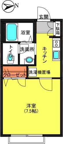 サンモアII(1K/1階)の間取り写真