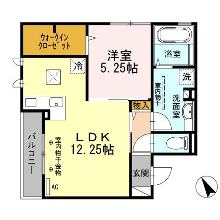 グランヒルズ(1LDK/2階)の間取り写真