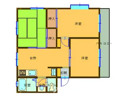 メゾニティ土井(3DK/2階)の間取り写真