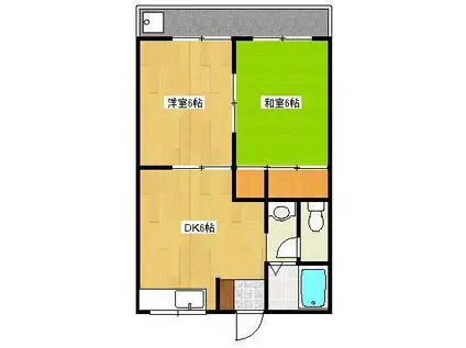 ルミエール一吉II(2DK/3階)の間取り写真