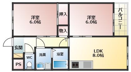 ライクホース・三宅(2LDK/1階)の間取り写真