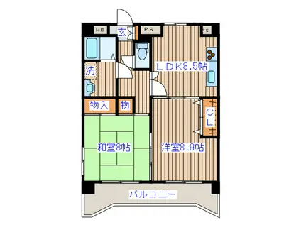 WILL落合(2LDK/3階)の間取り写真