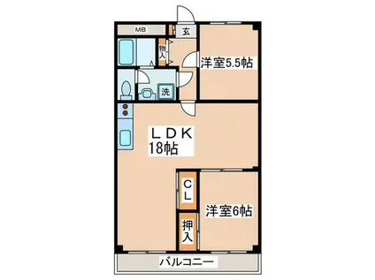 リバーサイドソシア(2LDK/5階)の間取り写真