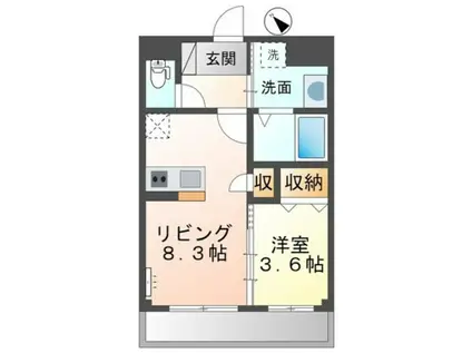 八本松店舗併用アパート(1LDK/2階)の間取り写真