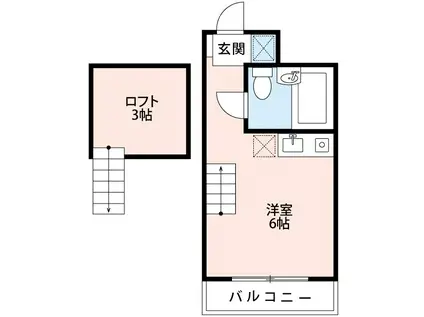 リード欠町(ワンルーム/2階)の間取り写真