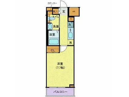 ジェノヴィア目黒南グリーンヴェール(1K/8階)の間取り写真