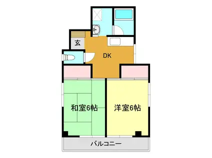 ピノヴィラッジオ B棟(2DK/2階)の間取り写真