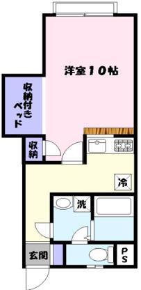STAGE I(1K/2階)の間取り写真