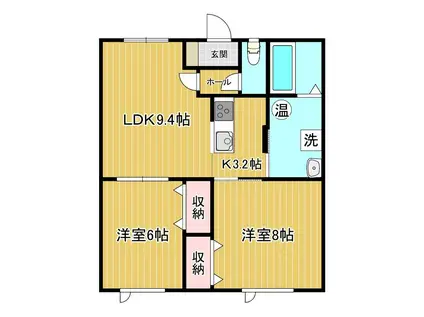 サンローランII(2LDK/2階)の間取り写真