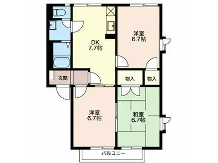 サングリーン成田(3DK/1階)の間取り写真