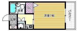 ラテール西田弐番館(1K/3階)の間取り写真