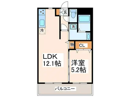 アルカディア(1LDK/2階)の間取り写真