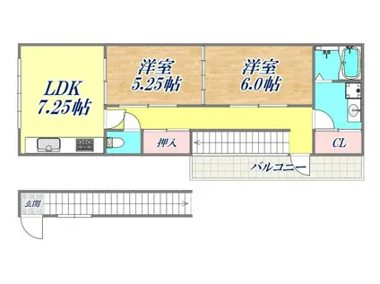 東尻池町ハイツ(2DK/2階)の間取り写真