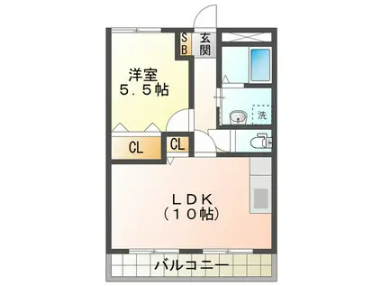 メゾン ウイング(1LDK/2階)の間取り写真
