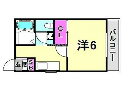 リバーサイド山手A棟(1K/2階)の間取り写真