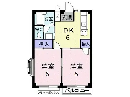 エルディム金山(2DK/2階)の間取り写真