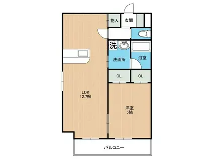 ラームル菊陽(1LDK/6階)の間取り写真