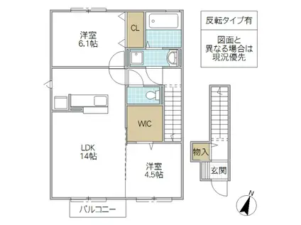 コンフォール千現IIA(2LDK/2階)の間取り写真
