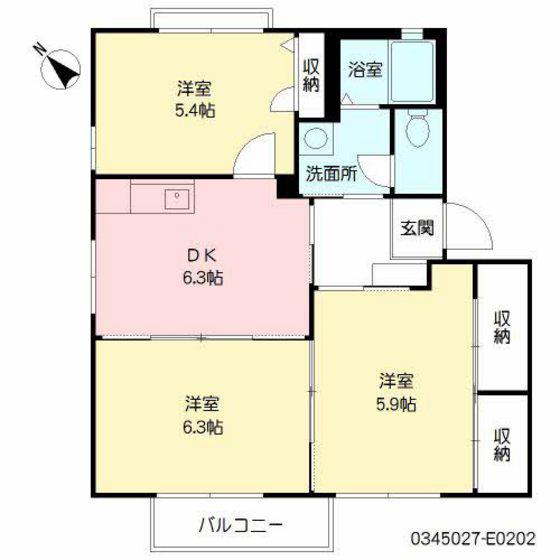 メゾンエスプワールE(3DK/2階)の間取り写真