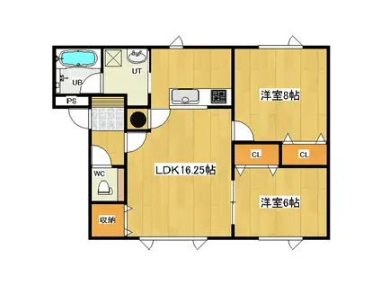 ラテールC(2LDK/1階)の間取り写真