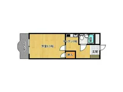 スカイランド桔梗野(1K/2階)の間取り写真