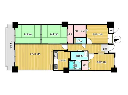 ドゥルペール(4LDK/5階)の間取り写真