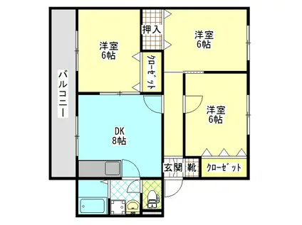 ブルースカイ(3DK/2階)の間取り写真