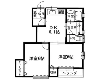 エスペランサ広野6号地(2DK/1階)の間取り写真